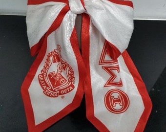 Delta Sigma Theta Scarf: Red Trim Stole or Bow Tie
