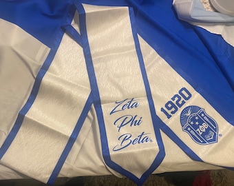 Custom Made Zeta Phi Beta Sorority, Inc. Inspired Scarf Blue and White ...