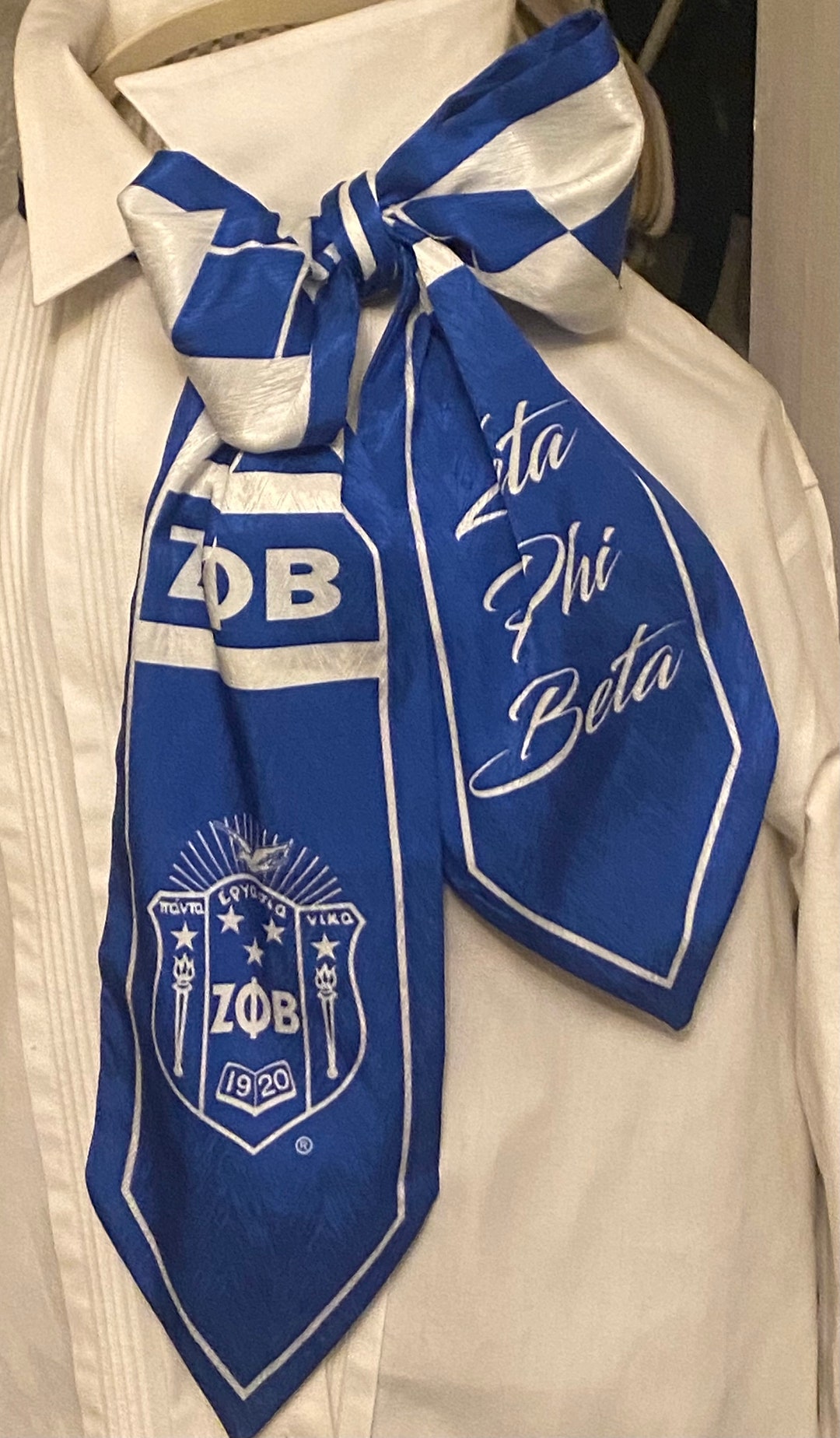 Custom Made Zeta Phi Beta Sorority, Inc. Inspired Scarf Blue and White ...
