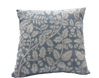 Blue and White Leaf Print Pillow Cover - Trend 05129 Sky Fabric- Leaves Fabric - Novelty Print Pillow Cover - Light Blue - Damask Print