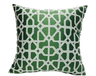 Green Modern Geometric Pillow Cover - Kelly Green Pillow - Designer Fabric - Green and White Pillow - Trend 03096 - Spring Refresh Decor