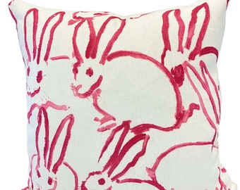 Lee Jofa Bunny Fabric  - Rabbit Bunny Animal Pillow Cover - Girl's Pillow - Kid's Bedroom - Juvenile, Child's, Children's Bedroom - Designer