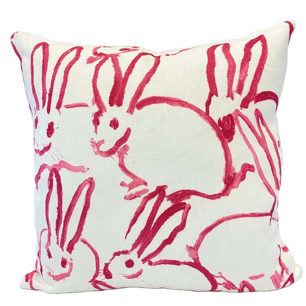 Lee Jofa Bunny Fabric  - Rabbit Bunny Animal Pillow Cover - Girl's Pillow - Kid's Bedroom - Juvenile, Child's, Children's Bedroom - Designer