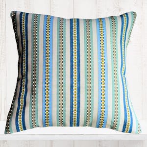 Blue Green Striped Pillow Cover - Kravet Cotton Fabric