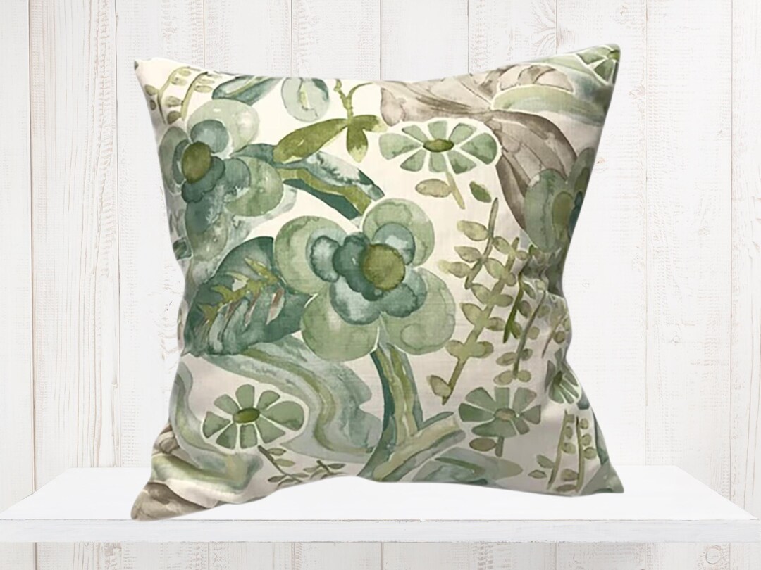 Shades of Green Floral Pillow Cover Kravet Barbara Barry Home