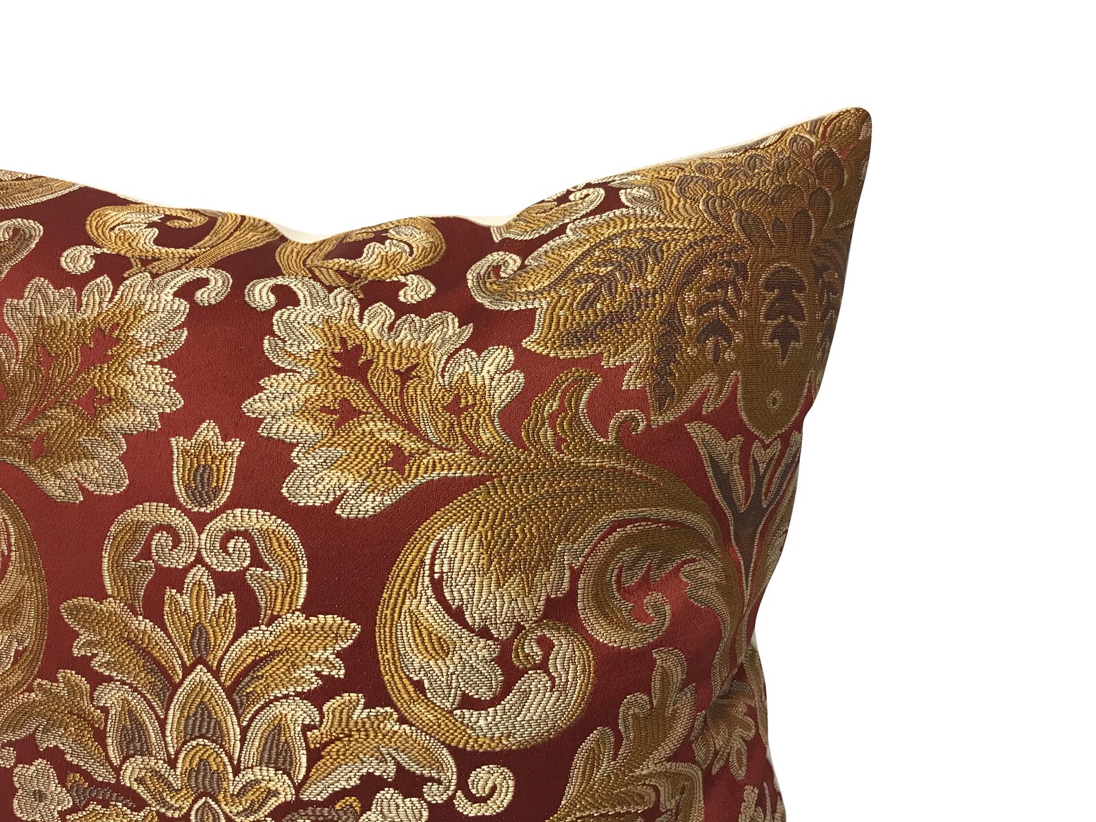 Rust and Gold Pillow Cover Gold Decorative Pillow Jacquard Etsy