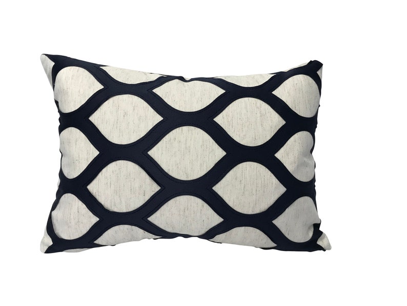 Navy and Ivory Pillow Cover in Geometric Embroidered Diamond Etsy