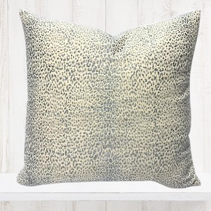 Schumacher Mini Leopard Pillow Cover in Cloud - Animal Print Pillow - Designer Pillow - Throw Pillow - Decorative Pillows -Light Blue Pillow