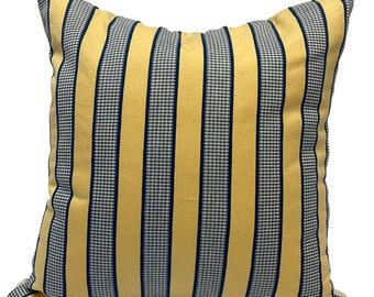 SALE Blue and Gold Pillow Cover Yellow and Navy Pillows Farmhouse Decor Striped Pillow Cover Textured Pillow Cover Shades of Blue