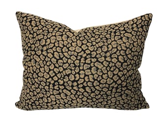 Black and Gold Cheetah Print Pillow Cover - Animal Print Pillow - Designer Pillow - Throw Pillow - Rectangle Pillow - Lumbar Pillow