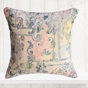 INVENTORY CLEARANCE- Abstract Rose, Vine, and Trellis Decorative Cover in Pale Green and Pink - Contemporary, Modern Print - Pastel Colors