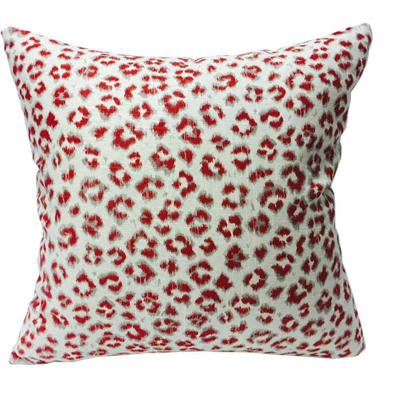 Red and Cream Leopard Spotted Pillow Cover Animal Print Etsy