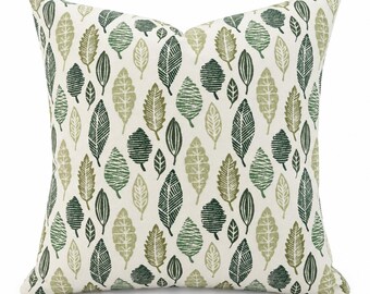 Green Leaf Pillow Cover - Botanical Throw Pillow -  Sage Green Pillow - Nature Inspired Decor - Cottage Farmhouse Accent Pillow-Spring Decor