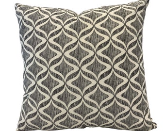 Black and White Geometric Print Pattern - Black  Small Scale Pillow Cover - Cotton Accent Pillow Cover - Modern Contemporary Ogee Pillows