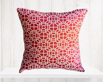 Modern Geometric Decorative Pillow Cover in Red from Jaclyn Smith Home Collection with Trend Fabric - Red and White Pillow - Designer pillow