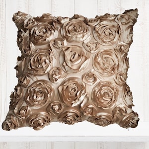 INVENTORY CLEARANCE - Textured Rose Square or Rectangular Pillow Cover - Ivory Taupe Decorative Pillow - Textured Pillow  - Throw Pillow