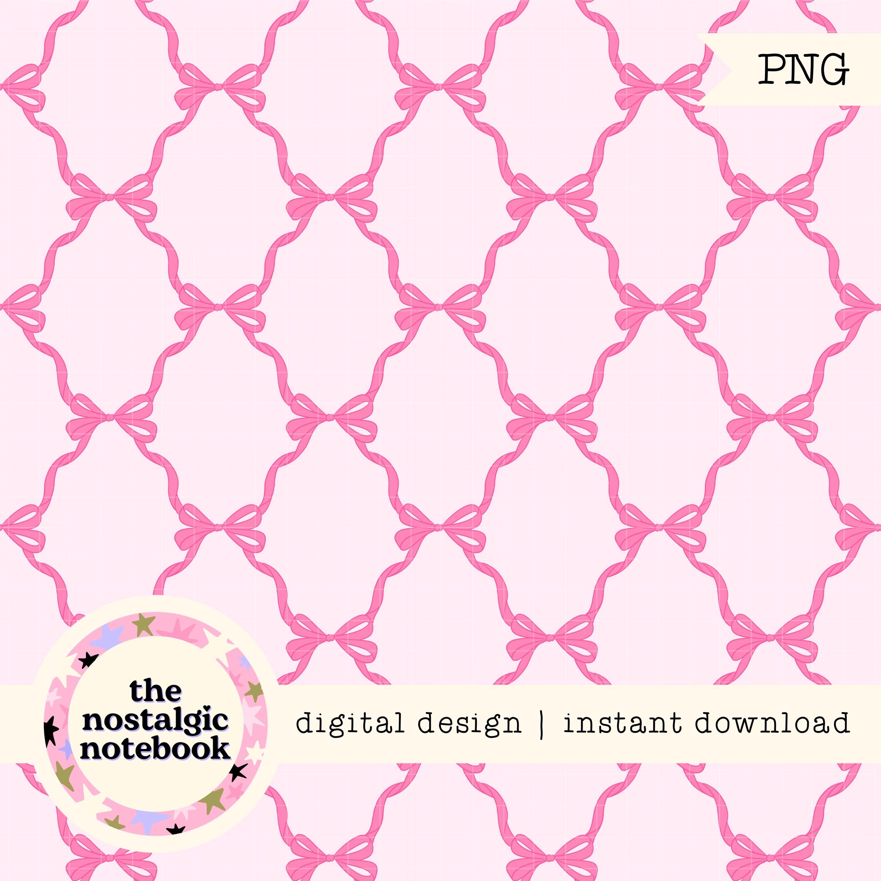 Pink Bow Love Shack Fancy Aesthetic Seamless Pattern Transparent PNG ...
