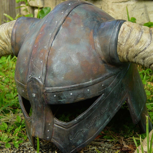 Faux Iron Nordic Viking Helm - Inspired by Iconic Fantasy Video Games - Costume Prop Replica