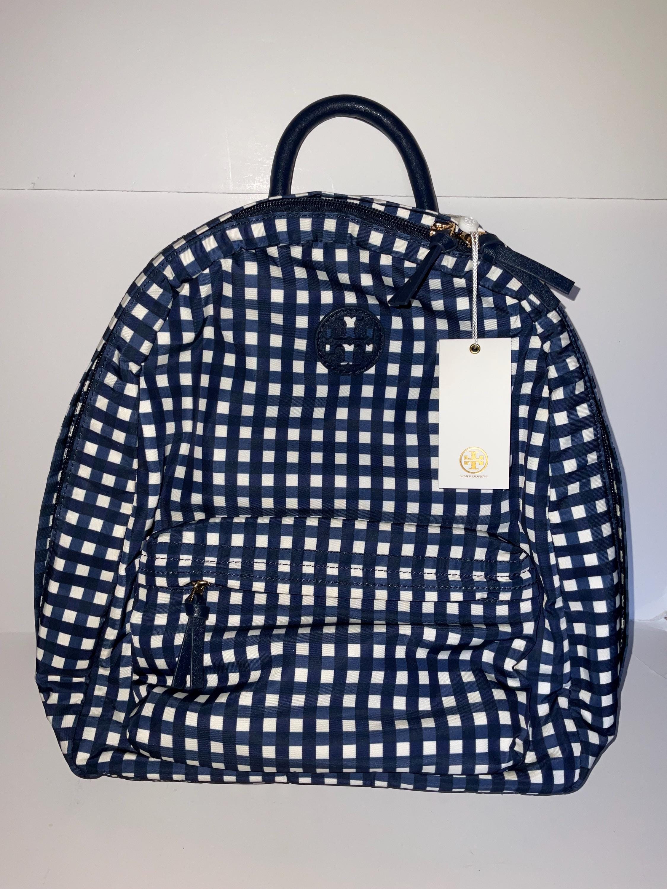 Tory Burch Navy and White Checkered Backpack Backpack Tory Burch Blue in Polyester - 61446218 main image 4