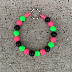 Beaded dog collar neon watermelon hot pink green black Christmas gift fur baby jewelry pet necklace ornament bubblegum candy beads bracelet