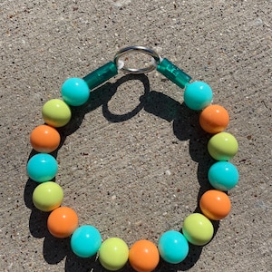 Beaded dog collar Easter orange blue ombré fur baby necklace pet jewelry bracelet Valentines bubblegum candy bead Scooby doo birthday party
