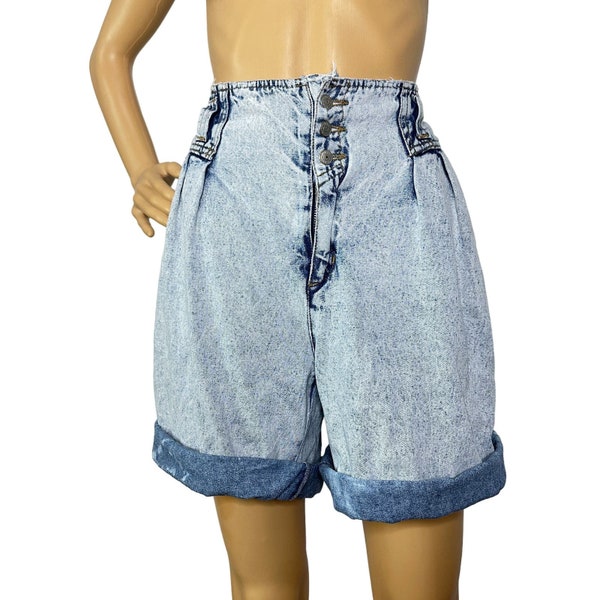 Vintage Jordache Jean Shorts Acid Wash 1980s High Waisted Baggy Shorts Size 9/10