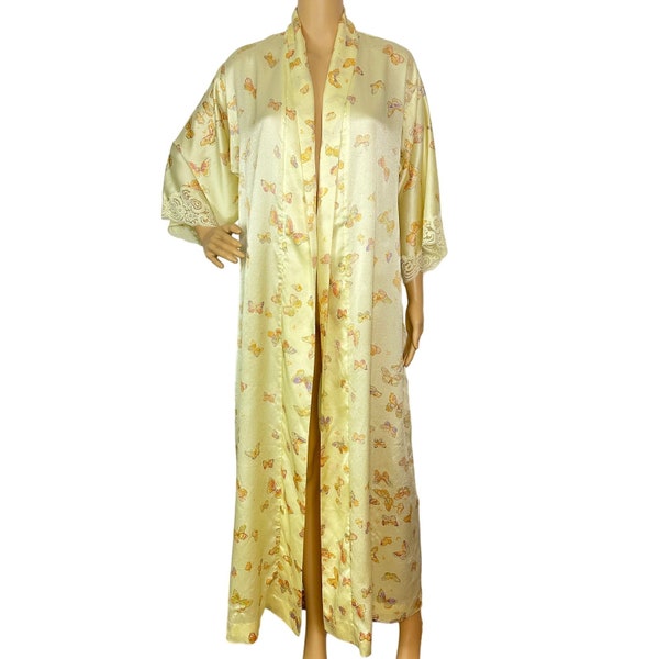 Vintage Christian Dior Lingerie Butterfly Robe Yellow Size M