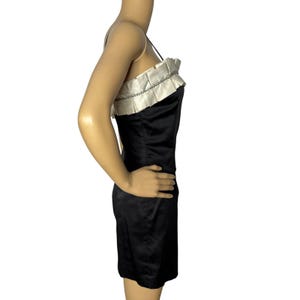 Vestido vintage Y2K Forever21 negro/blanco con volantes y pedrería, estilo años 80, talla XS imagen 5