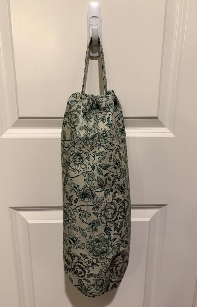 Handmade Grocery Bag Holder | Plastic Bag Dispenser | Kitchen Storage | Pantry Organizer 10 Sage Floral