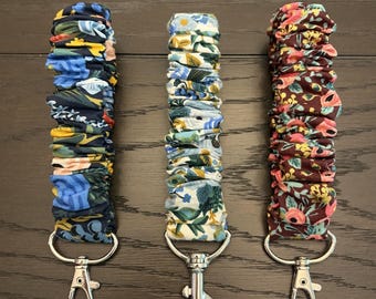 Rifle Paper Co. Floral Scrunchie Wristlet Keychain | Key Fob Bracelet | Bag Accessory