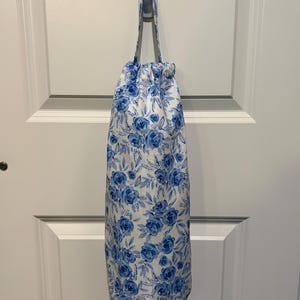 Handmade Grocery Bag Holder | Plastic Bag Dispenser | Kitchen Storage | Pantry Organizer 14 Blue Rose