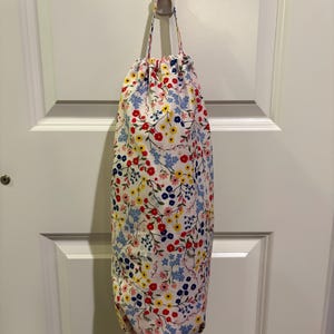 Handmade Grocery Bag Holder | Plastic Bag Dispenser | Kitchen Storage | Pantry Organizer 4 White Multi Floral
