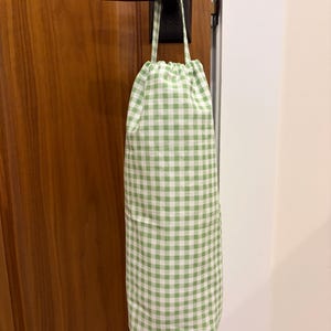 Handmade Grocery Bag Holder | Plastic Bag Dispenser | Kitchen Storage | Pantry Organizer 24 Green Gingham