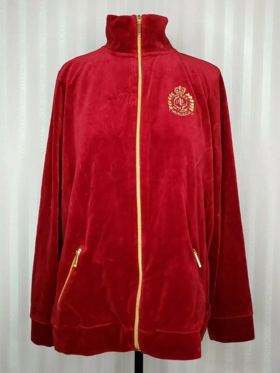 Ralph Lauren Womens 1X Velour Tracksuit Jacket Siberian Red W - Etsy