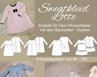 Ebook Kleid Lotte Größe 86 - 152 mit Baukastensystem