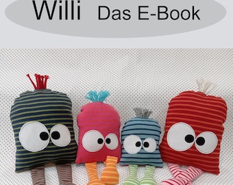 E-Book Willi worry monster with bag, DIY, cuddly toy, sewing