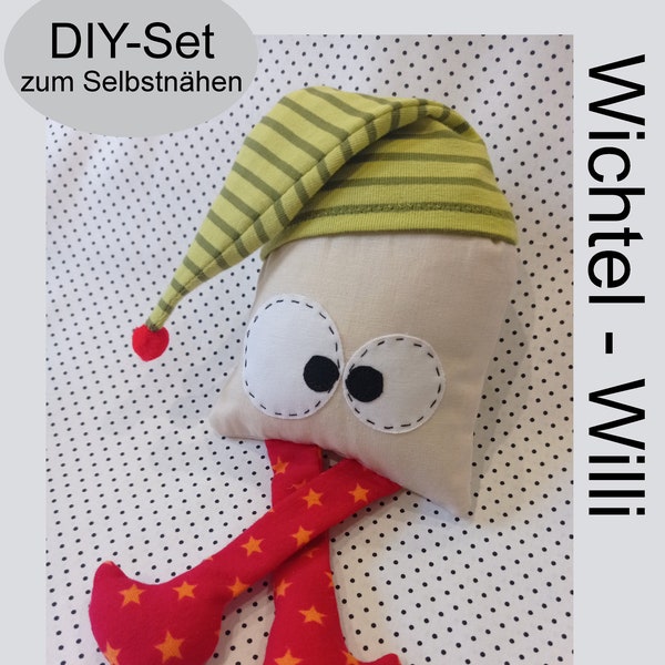 Wichtel Willi, Sorgenmonster, DIY kit to do it yourself, Christmas, green, red