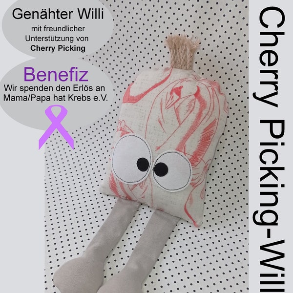 Cherry Picking Willi 2, Sorgenmonster mit Tasche, Schwan, Benefiz, Genäht
