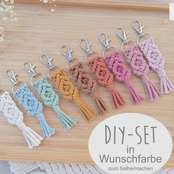 Makramee Anhänger Raute, DIY Kit, freie Farbwahl, Boho, Material + Anleitung, Geschenk,