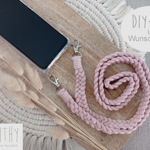 Macrame, cell phone strap, DIY kit, free choice of colors, cell phone chain, boho, length 120 cm, braided