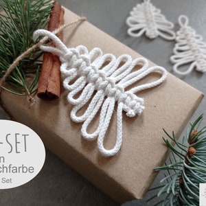 Christmas Tree Fir Tree DIY Kit Set of 3 Macrame Xmas Pendant Gift