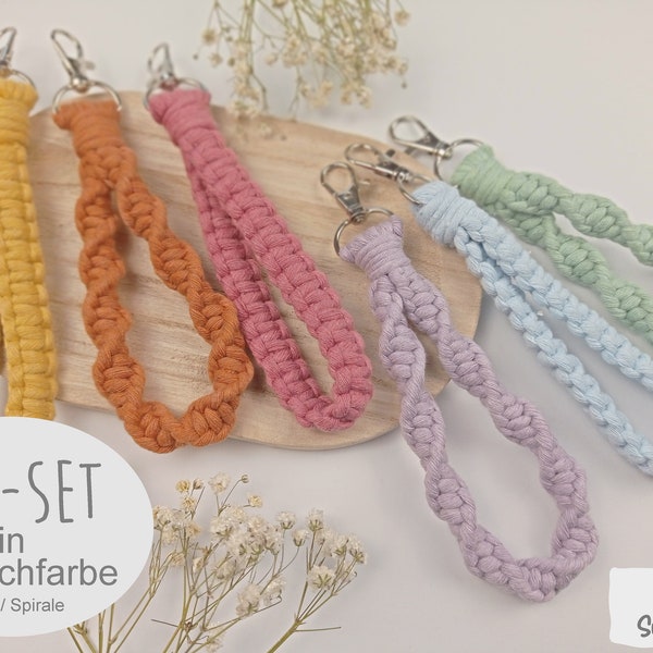 Makramee, Anhänger, Schlaufe,  DIY Kit, freie Farbwahl,  Boho, Material und Anleitung, Spirale, Kreuzknoten