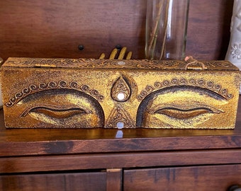 Gold Buddha Box - Sacred Wood Buddha Box