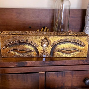 Gold Buddha Box - Sacred Wood Buddha Box