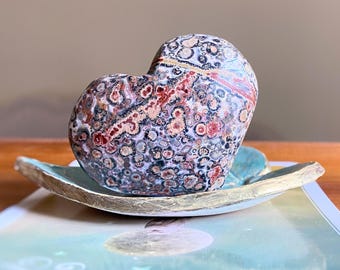 Leopardite Jasper Heart: Exact Crystal Pictured