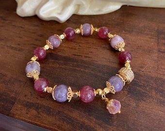 Unicorn Stone And Strawberry Quartz Bracelet
