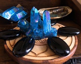 Piedra de bolsillo de obsidiana negra, cristal de conexión a tierra, protección para personas empáticas, elegida intuitivamente.