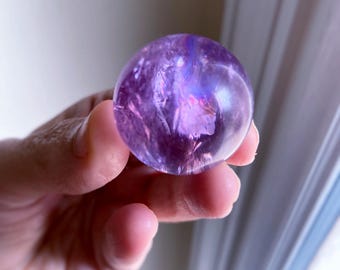 Esfera de ametrina con destellos de arcoíris, chakra del plexo solar, bola de cristal curativa, Exact One