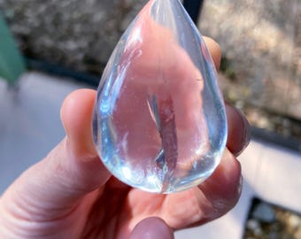 Clear Quartz Teardrop With Rainbow Flash, Crown Chakra Healing Crystal, Palm Stone, Exact One, Nature Boho Gift