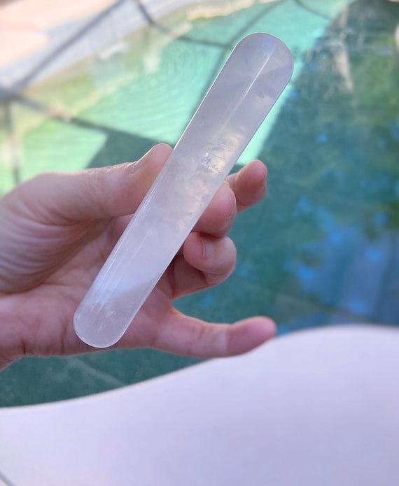 Clear Quartz Wand: Water Clear Quality With A Rainbow Flash, Massage Healing Crystal